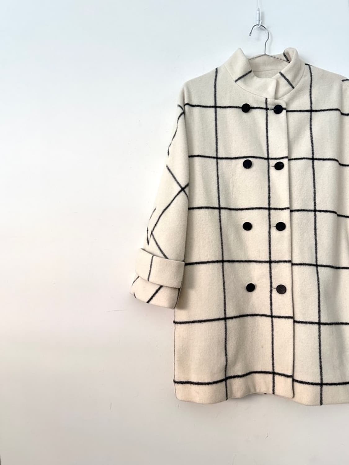 Milk grid half coat / ivory 상품이미지4