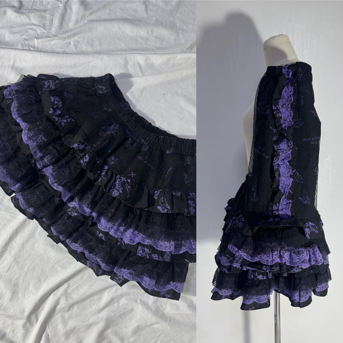 glp 고딕 로리타 펑크 고스 로리 러플 레이스 세트 y2k 하라주쿠 상품이미지1