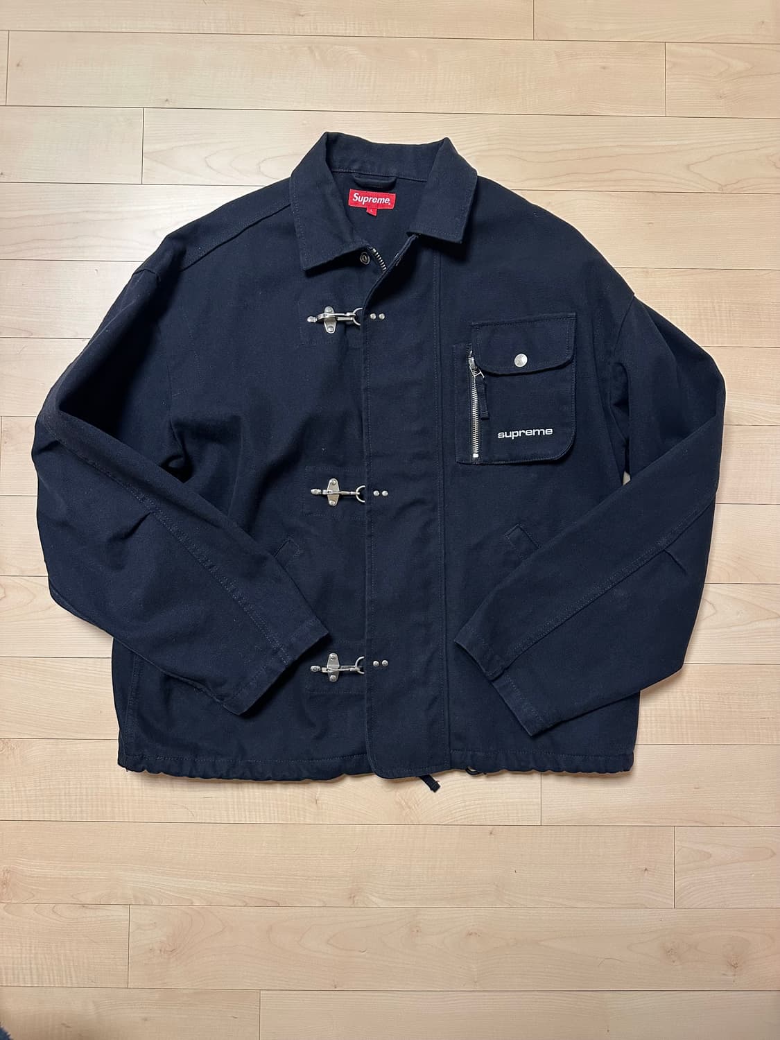 슈프림 캔버스 클립 워크 자켓 L 블랙 상품이미지1