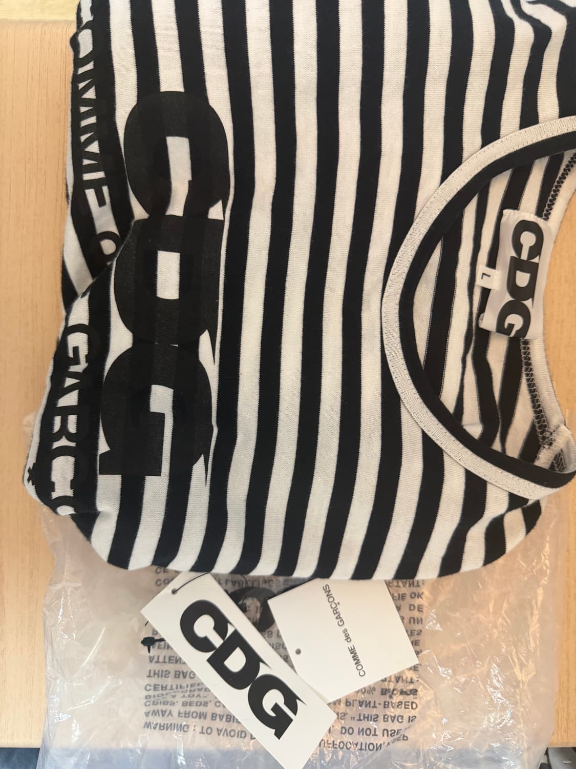 CDG 롱슬리브 티셔츠 블랙 스트라이프 블랙 상품이미지3