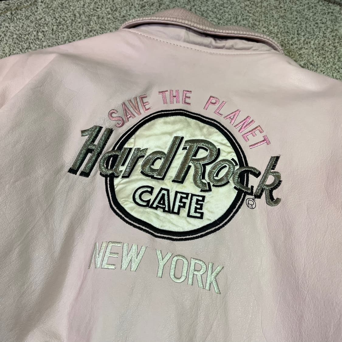 하드락 빅로고 가죽 봄버 자켓 상품이미지3