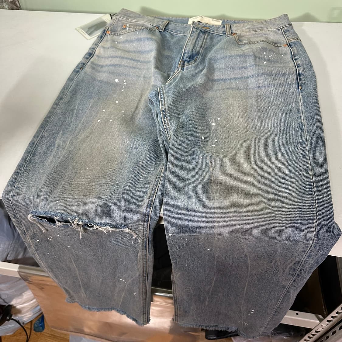 택달린새것 50 XXL 페이탈리즘 일자핏 페이팅워시드 중청 데님팬츠 상품이미지2