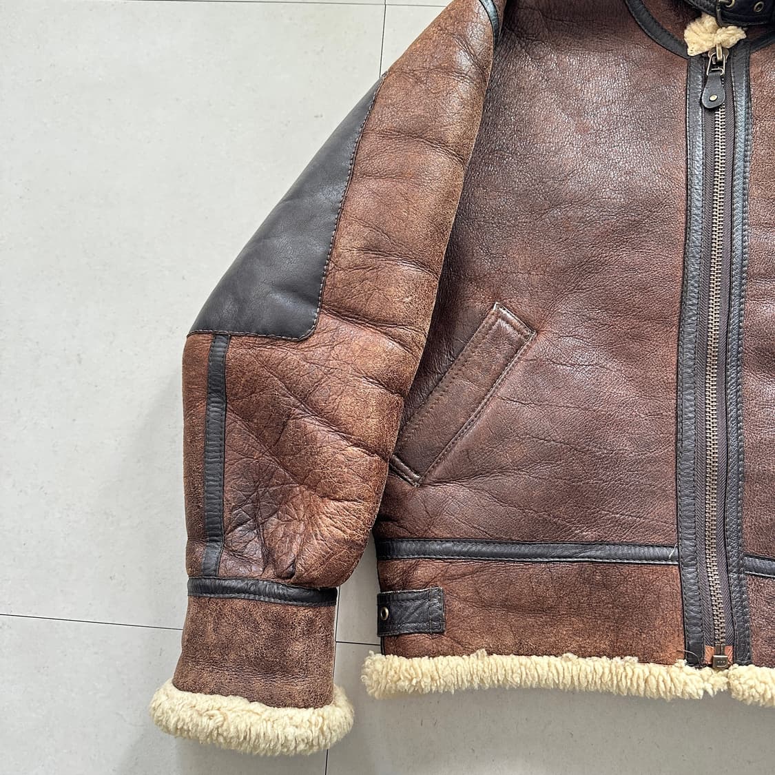 B-3 양털 무스탕 플라이트 자켓 (M)  상품이미지4