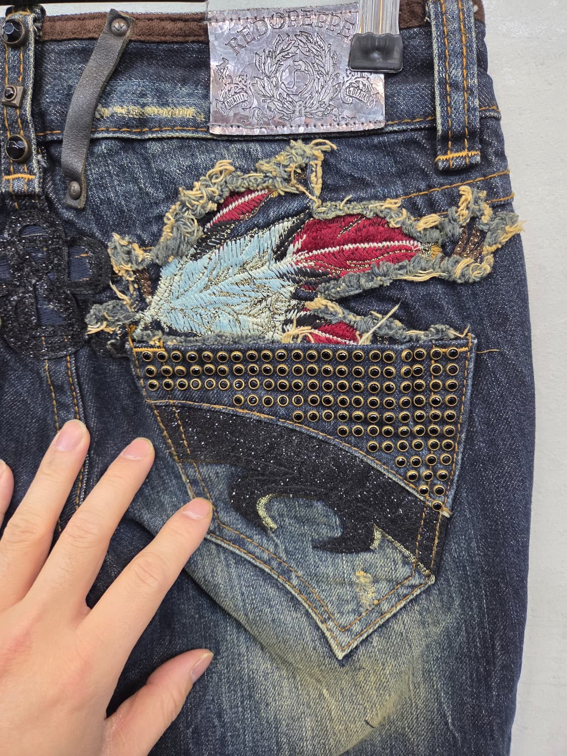 레드페퍼 여성 큐빅 빈티지워싱 부츠컷 데님팬츠 26 상품이미지3