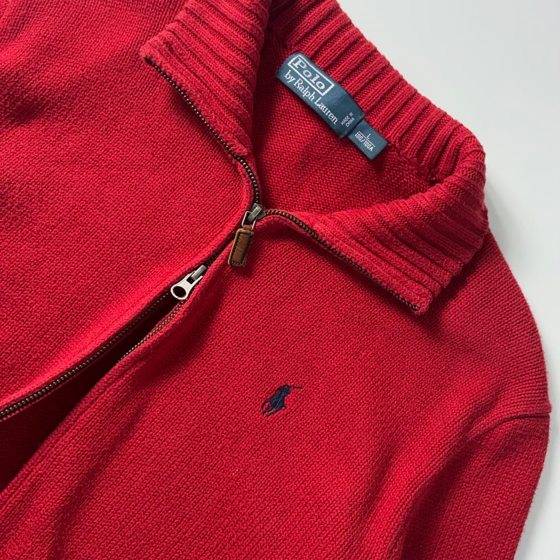 Polo  폴로 랄프로렌 자수 코튼 레드 투웨이 니트집업  상품이미지3