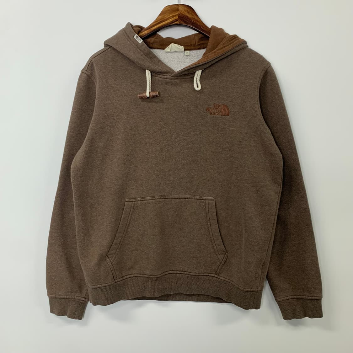 노스페이스 자수로고 브라운 더플 후드티 상품이미지2