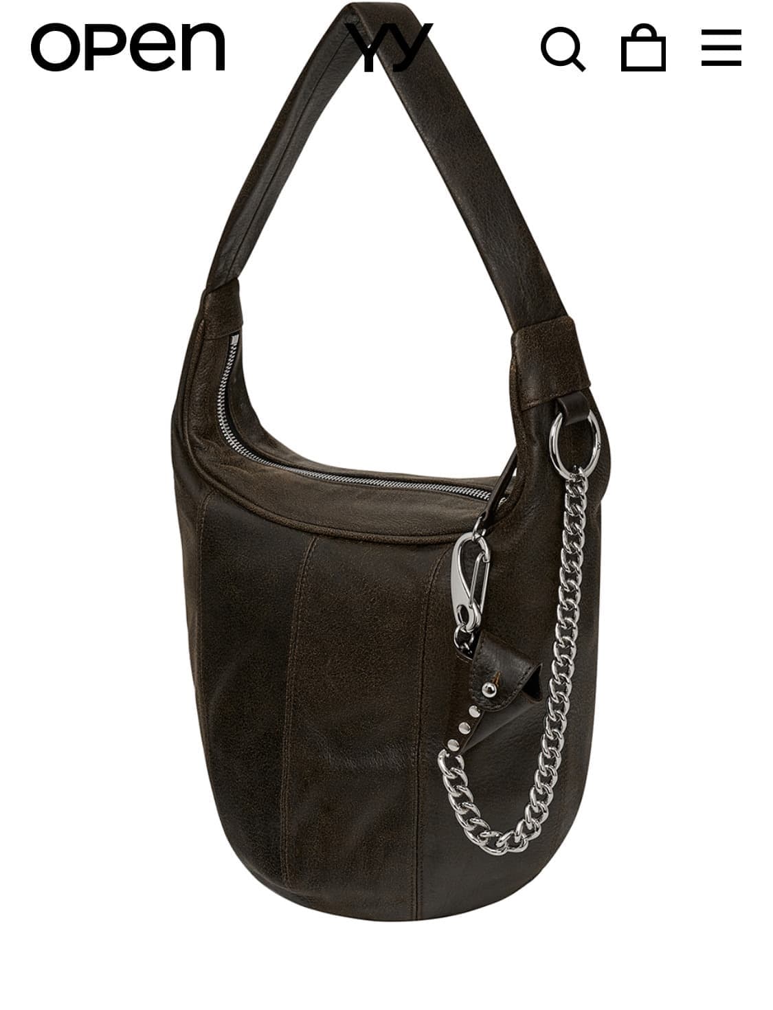 오픈와이와이 레더 모토 호보백 브라운 상품이미지2