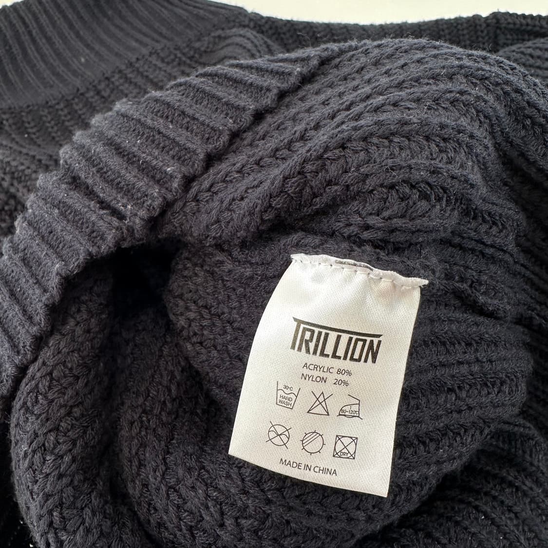 M-L 트릴리온 네이비 루즈오버핏 반집업 와플니트 상품이미지6