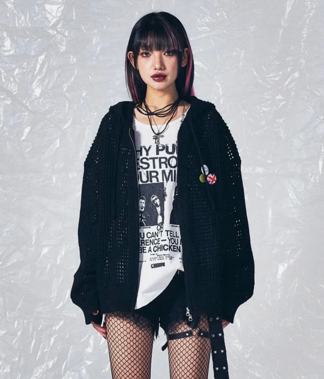 스티즘인듀싱 크로스 메시 후드집업 상품이미지2