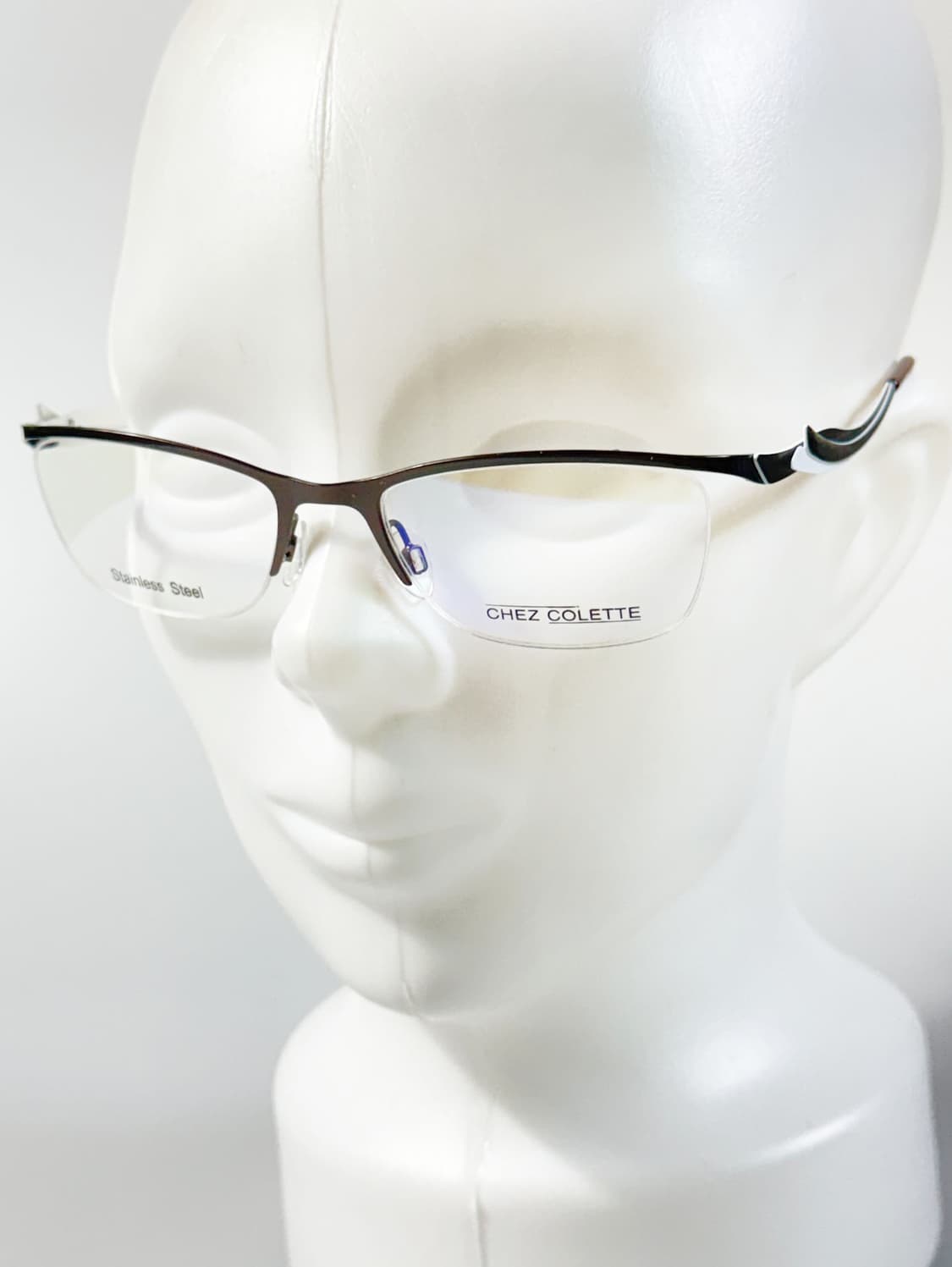 프랑스제 CHEZ COLLETE 스퀘어 반무테 빈티지 안경 상품이미지9