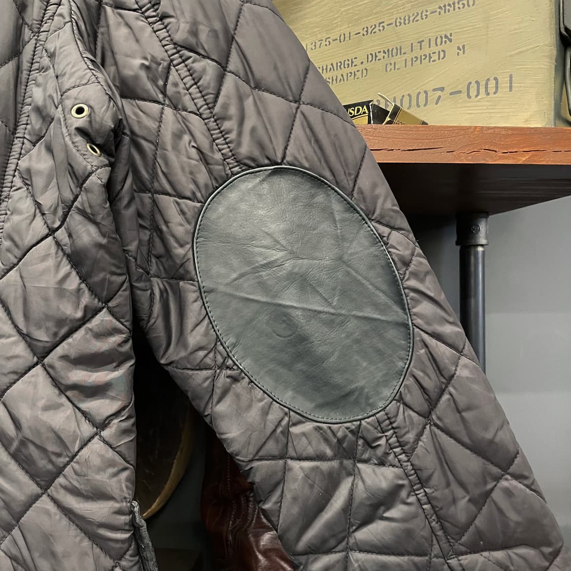 90s 폴로 랄프로렌 버클 넥 레더 엘보 패치 퀼팅 자켓 컨트리 상품이미지6