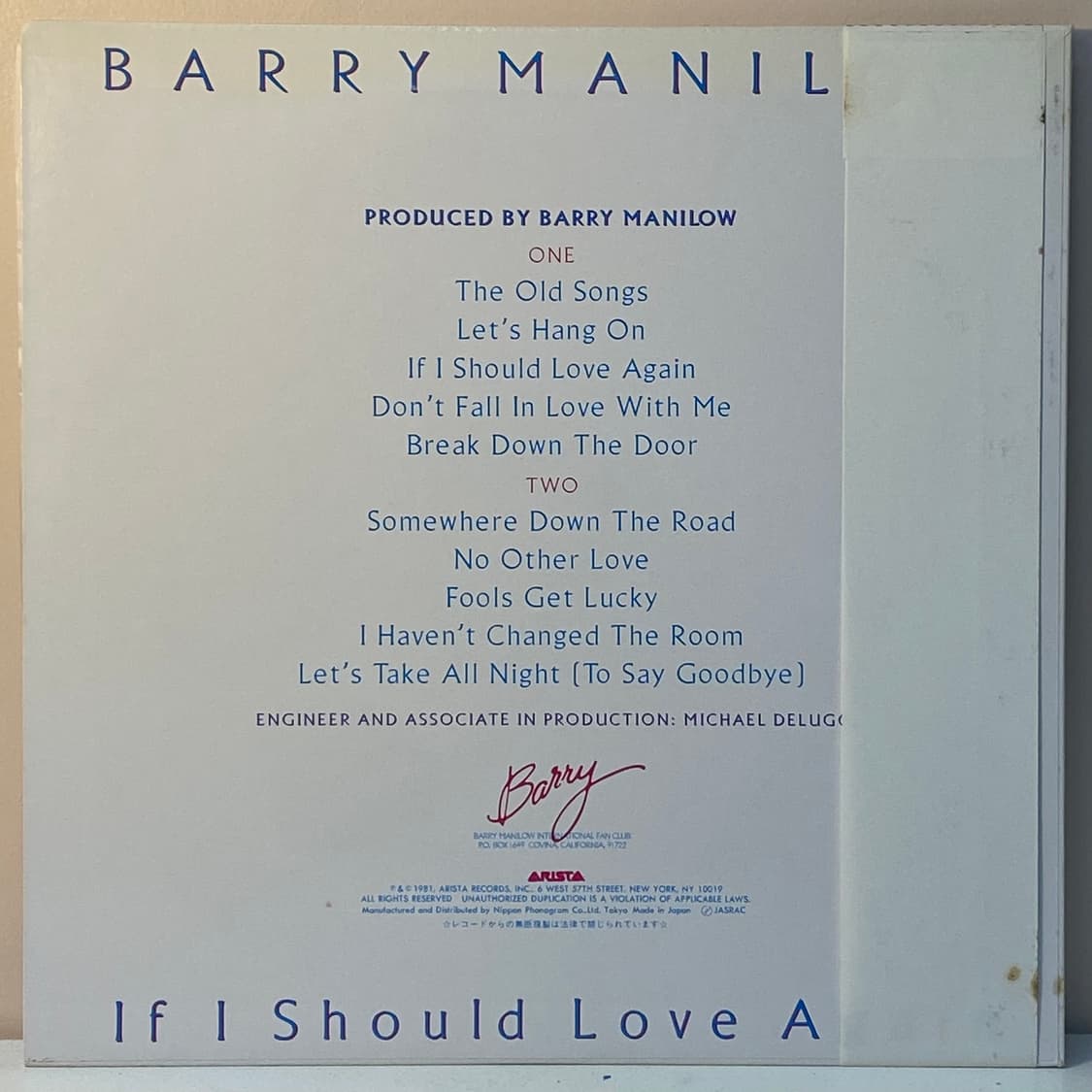 (LP) Barry Manilow - If I Should Love Ag 상품이미지2