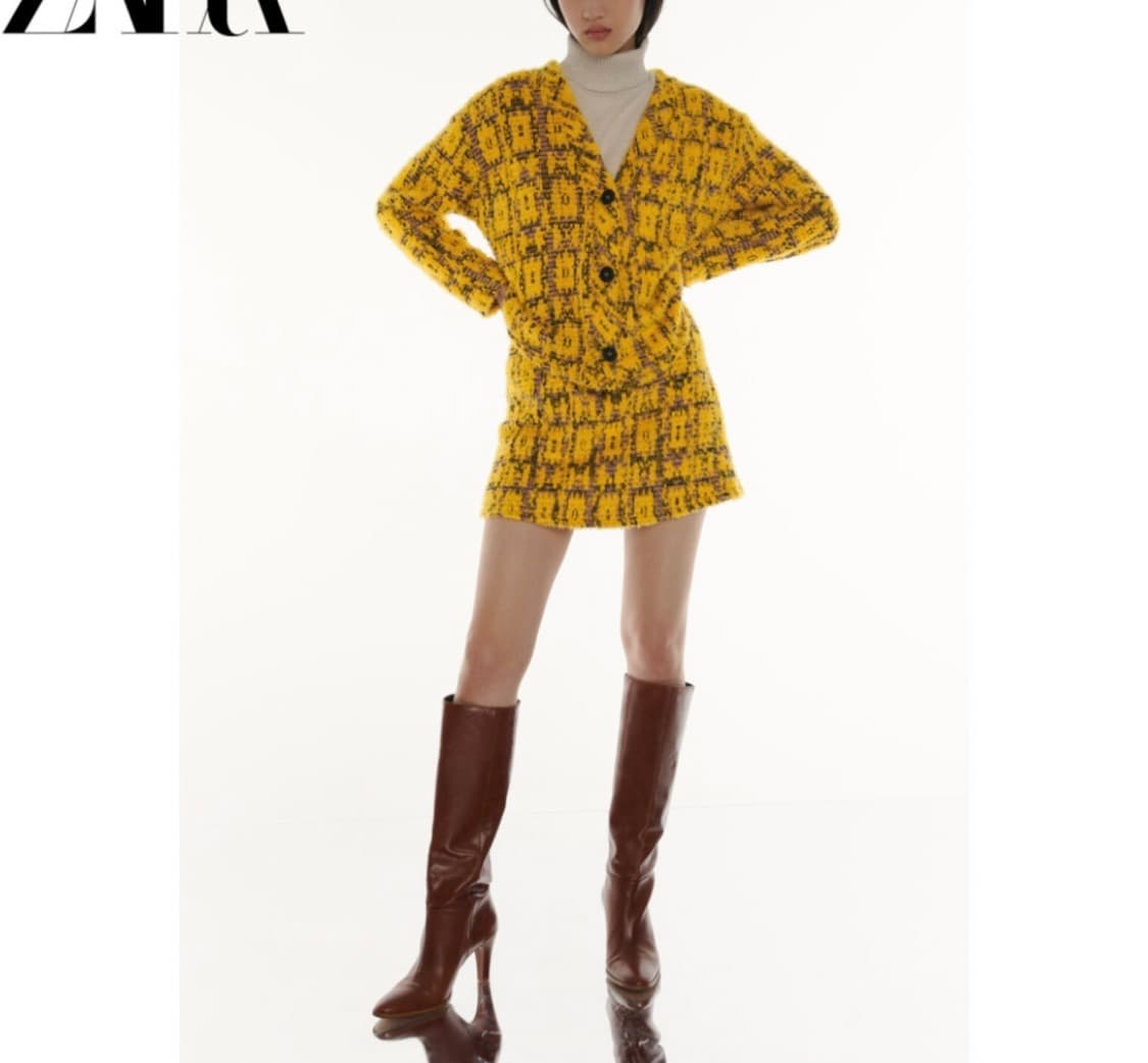 자라 프린트 자카드 자켓 노랑 상품이미지2