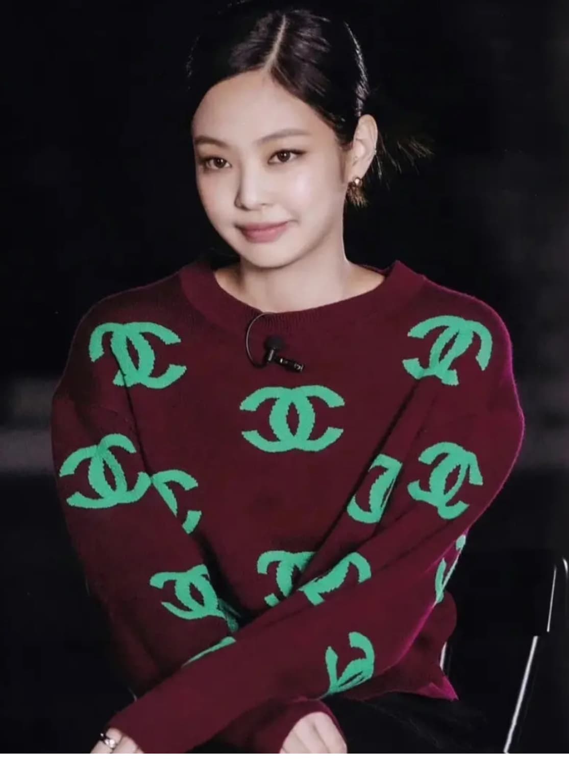 샤넬 풀오버 니트 버건디 그린 34 상품이미지1