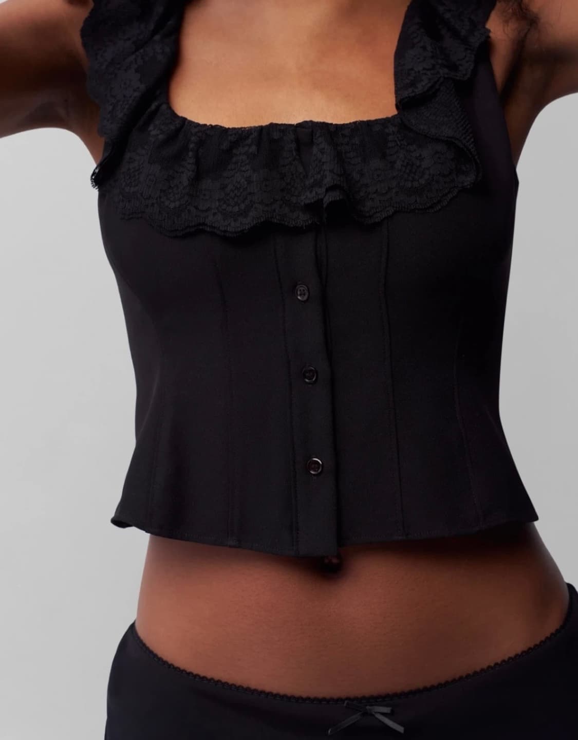 다니엘 귀조 블랙 레이스 나시 블라우스 탑 상품이미지2