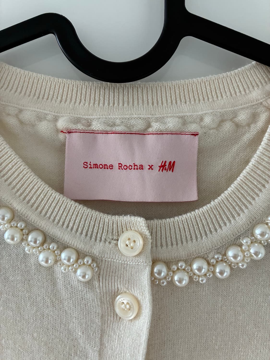 Simone Rocha × H&M 펄 넥 가디건 — 크림 / S 상품이미지3