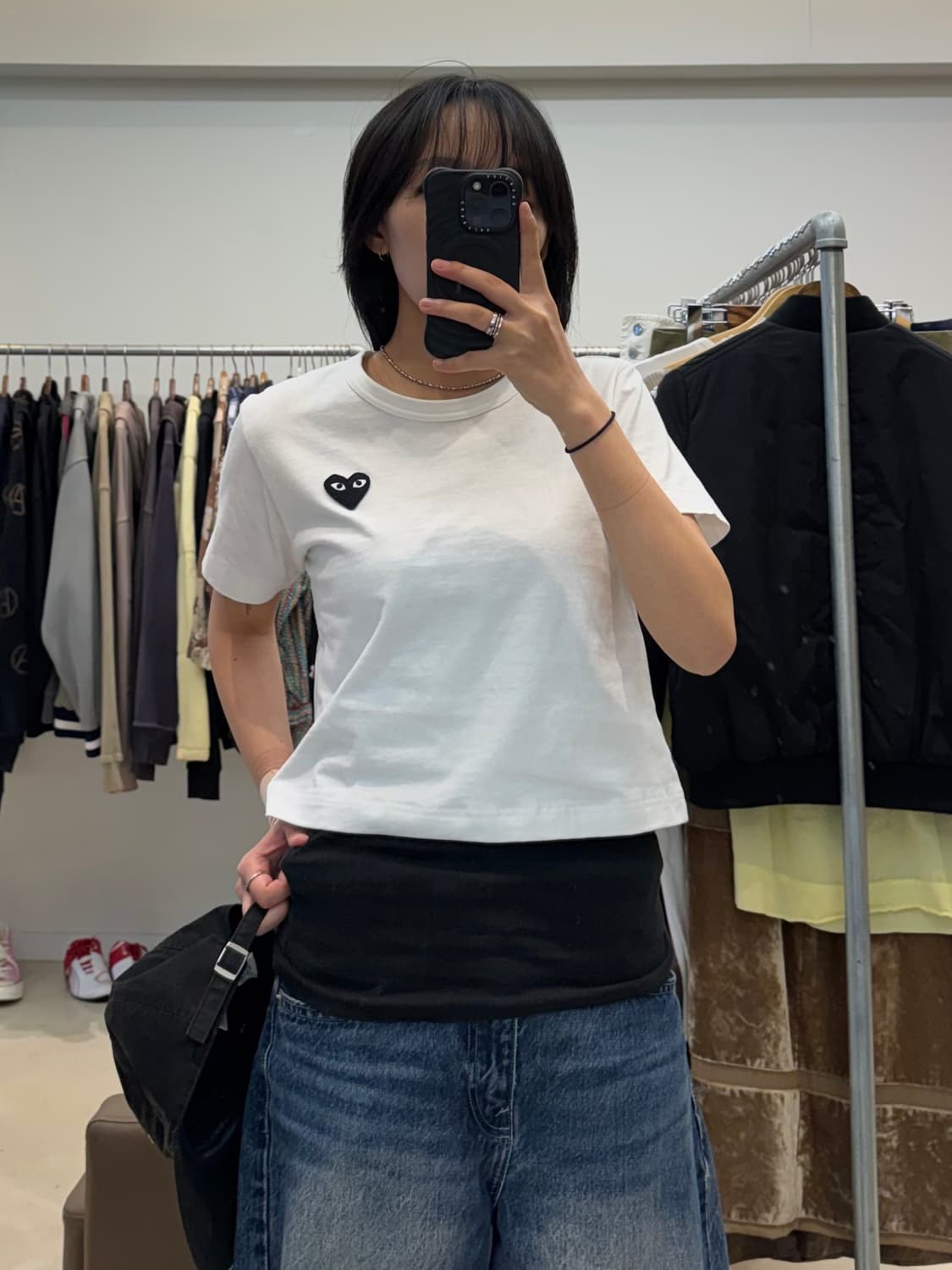 꼼데가르송 플레이 블랙하트 반팔 크롭티 상품이미지7