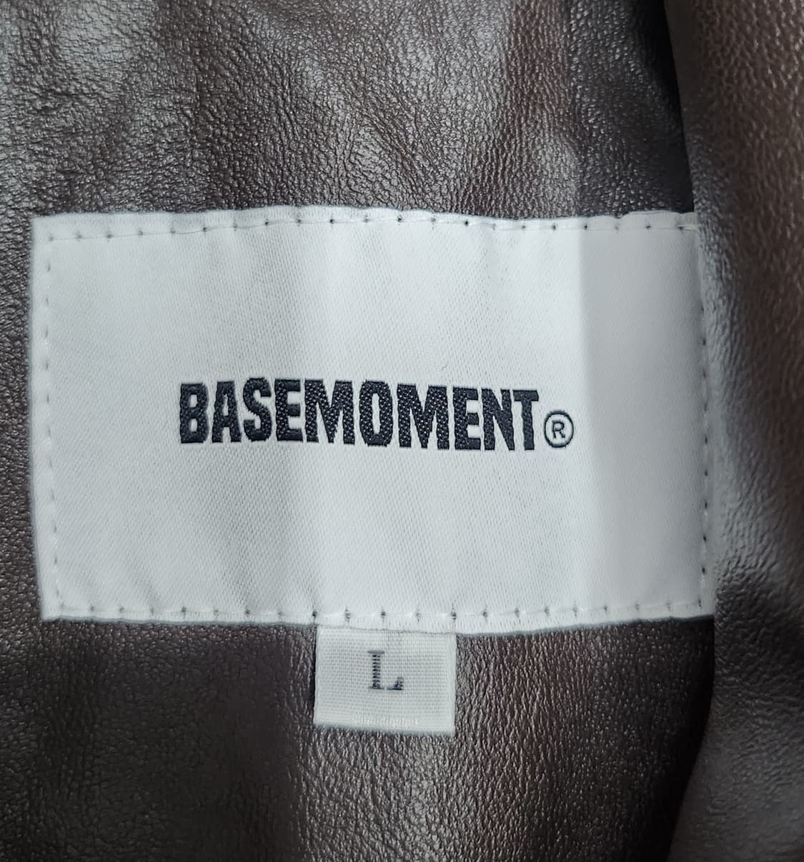 베이스 모먼트 브라운 페이크 레더자켓 L 상품이미지3