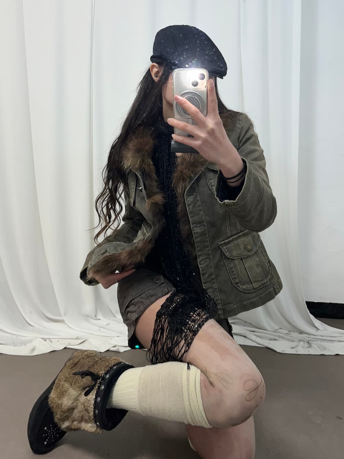 폭스퍼 트리밍 자켓 상품이미지1