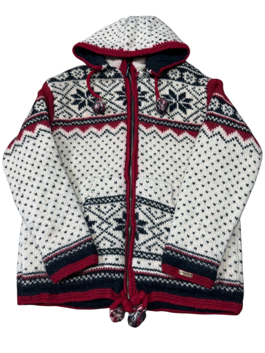 바배) 핸드메이드 울 후드 니트 집업 상품이미지1