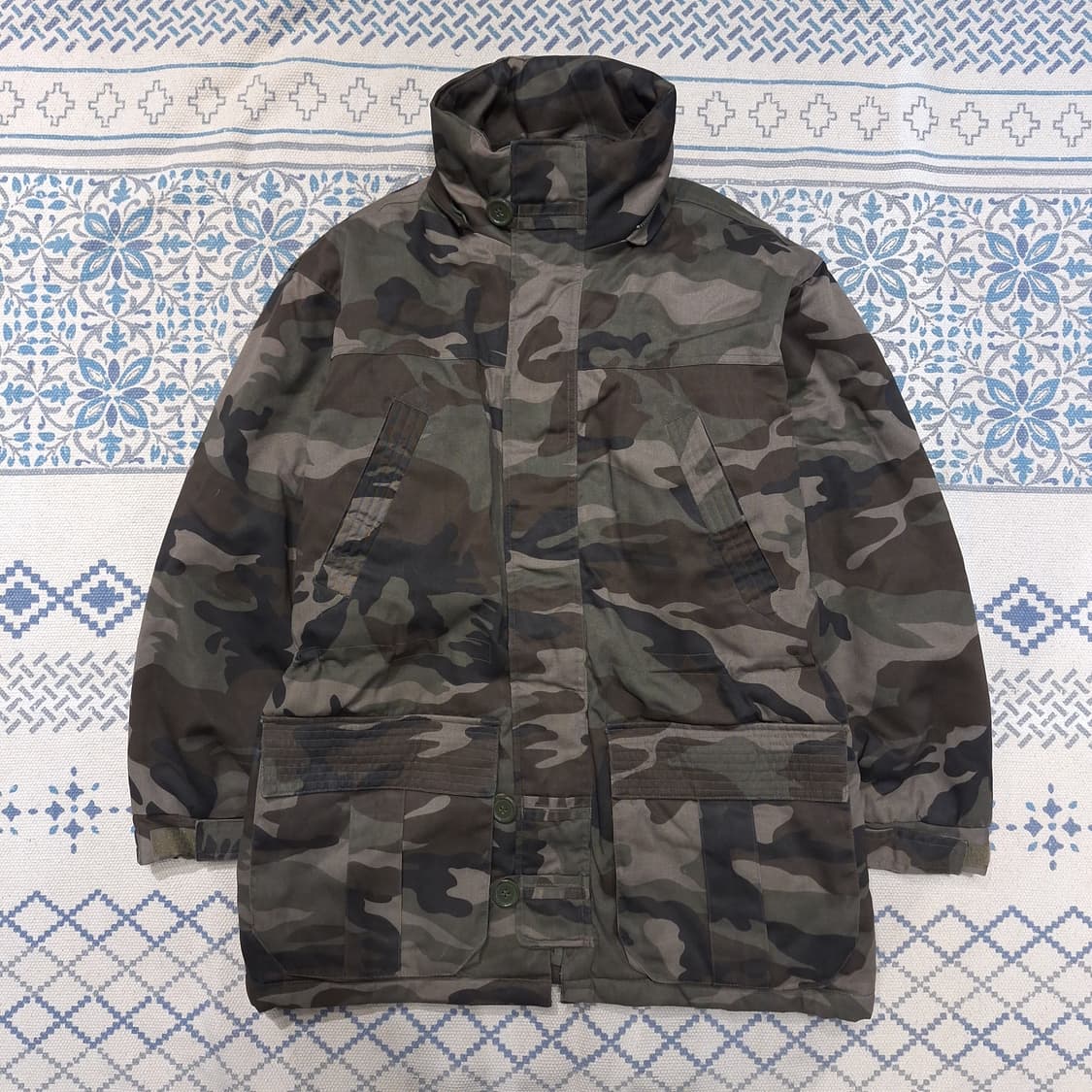 BLUE CAP 카키 밀리터리 우드랜드 카모플라쥬 히든집업 사파리 야상 상품이미지5