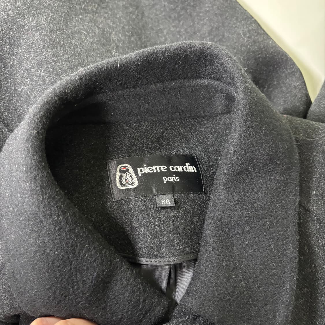 L 100-105 피에르가르뎅 먹색 루즈핏 앙고라혼방 핸드메이드롱코트 상품이미지4