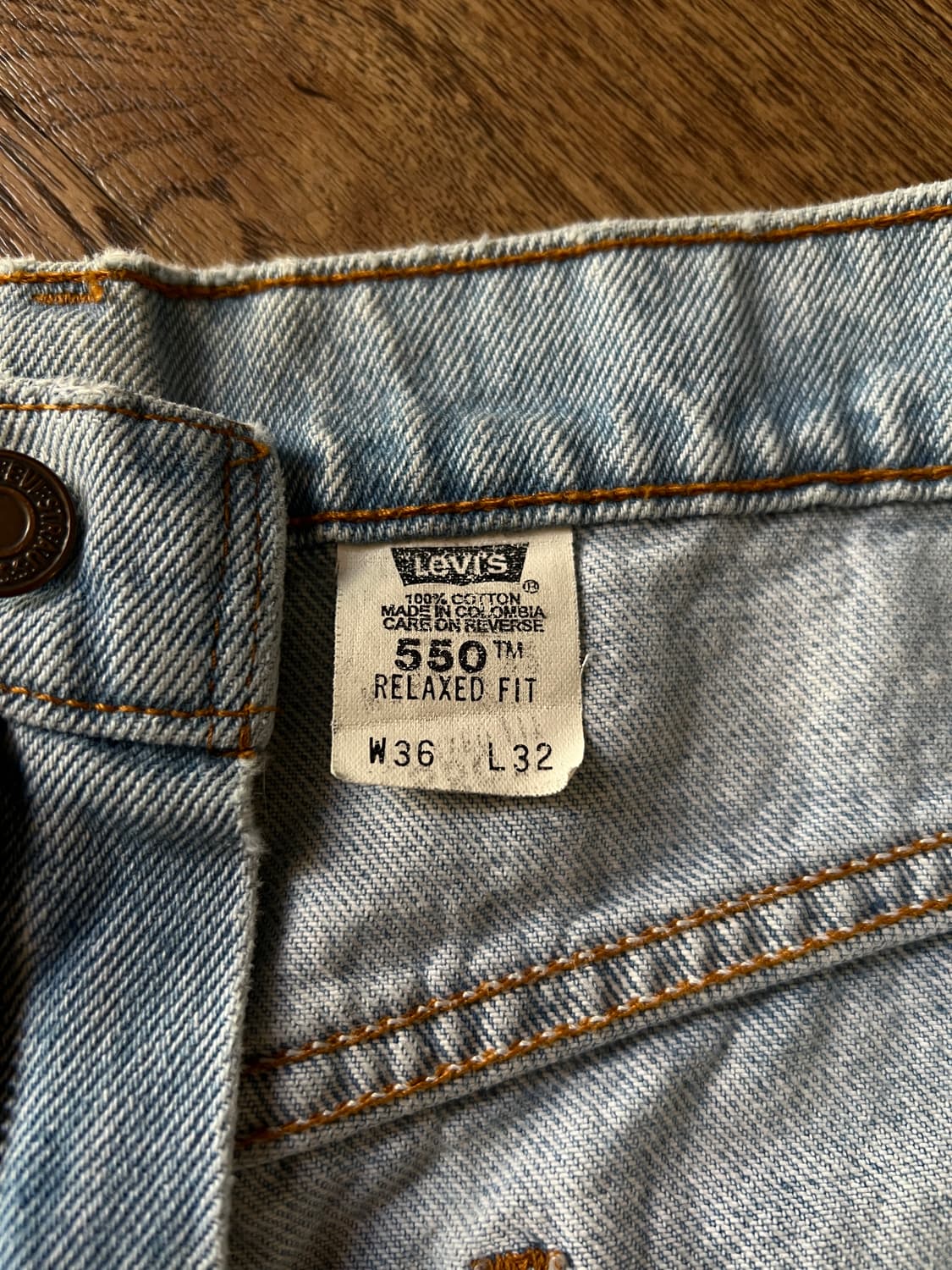 [36]90's 리바이스 USA 550 오렌지탭 라이트블루 데님 팬츠 상품이미지4