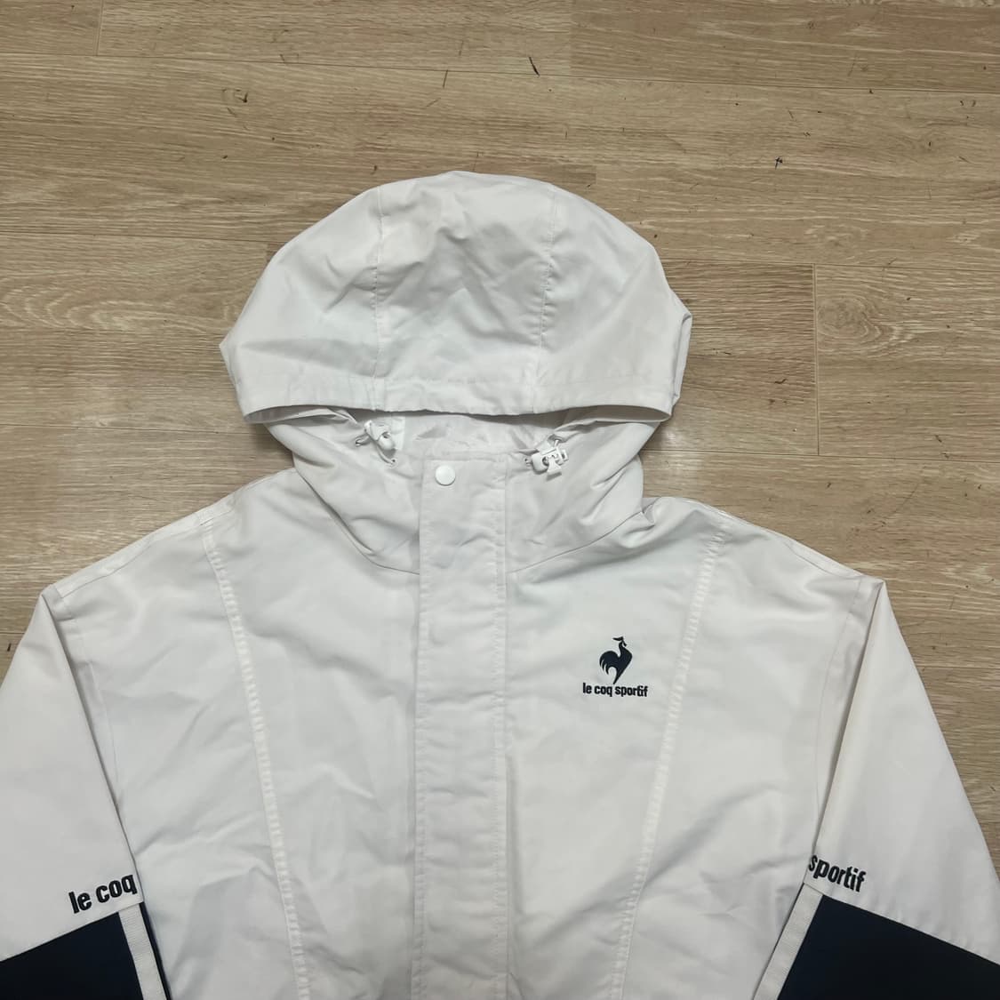 르꼬끄 블록 배색 바람막이 후드자켓 [화이트/블랙] S/90 상품이미지2