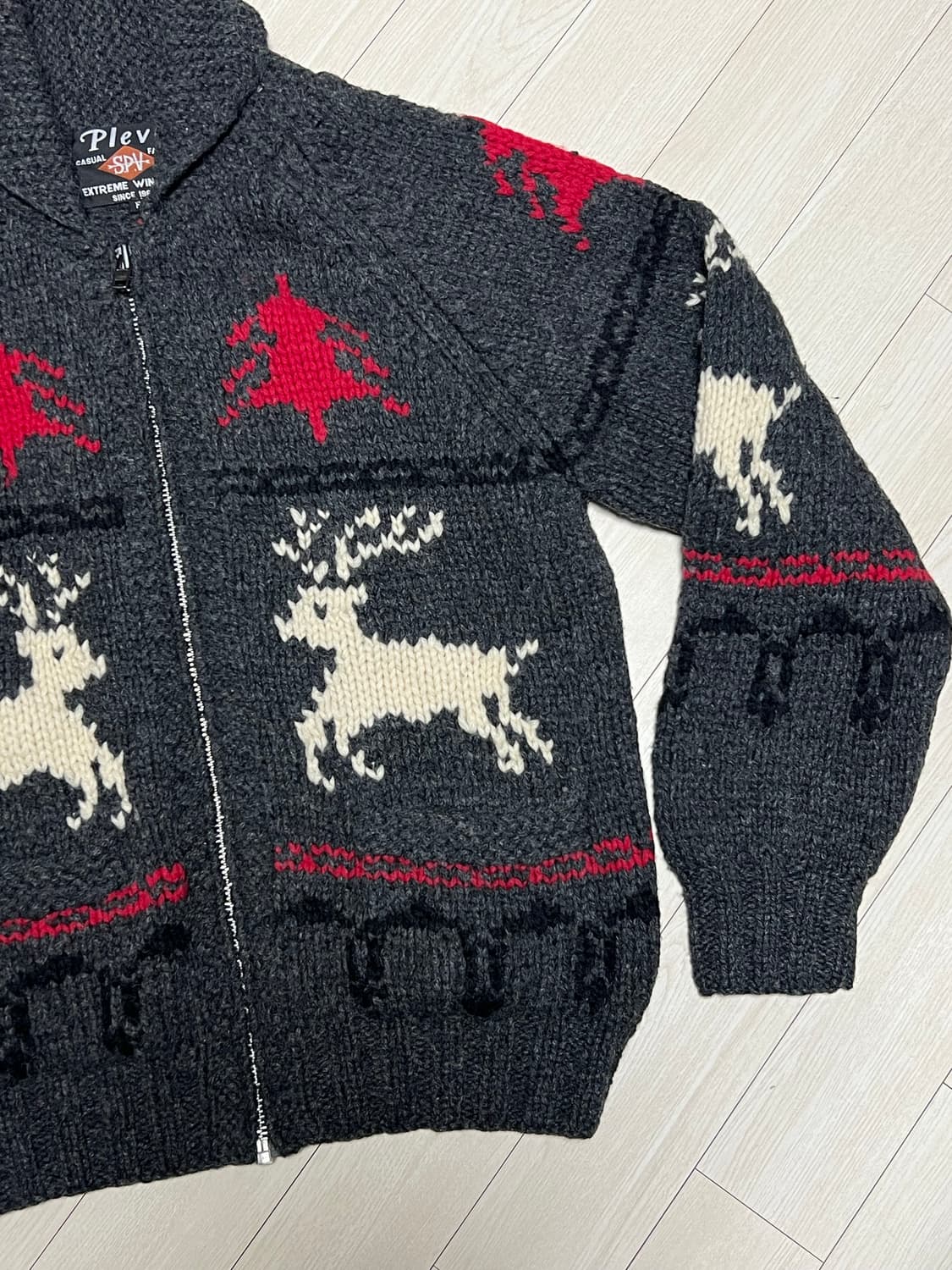 Plevo 니트 집업 가디건 사슴패턴코위챤 Free사이즈 상품이미지2