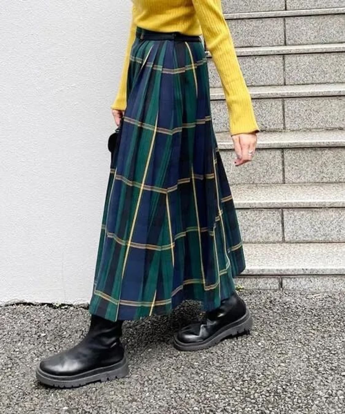 coen 체크 플리츠 스커트 상품이미지5