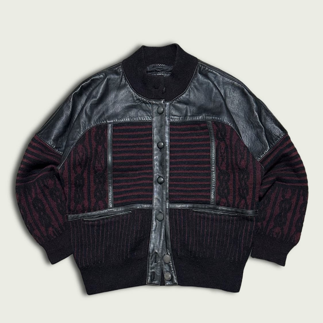 90s Torras 레더 니트 자켓 상품이미지1