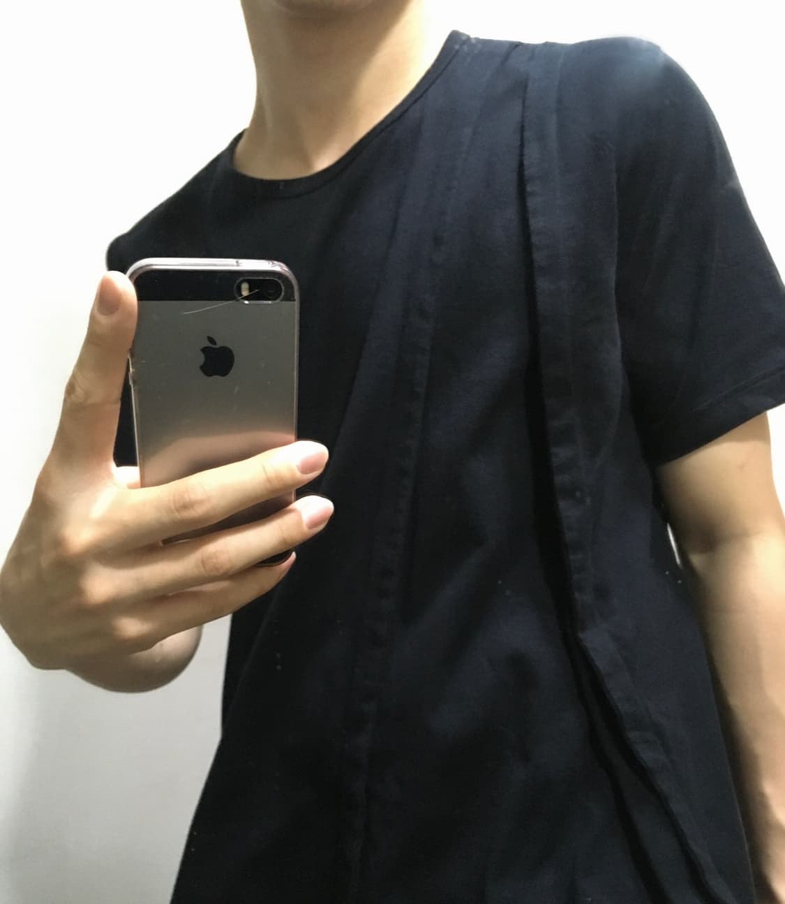 요지야마모토 사선 절개 비대칭 반팔 상품이미지4