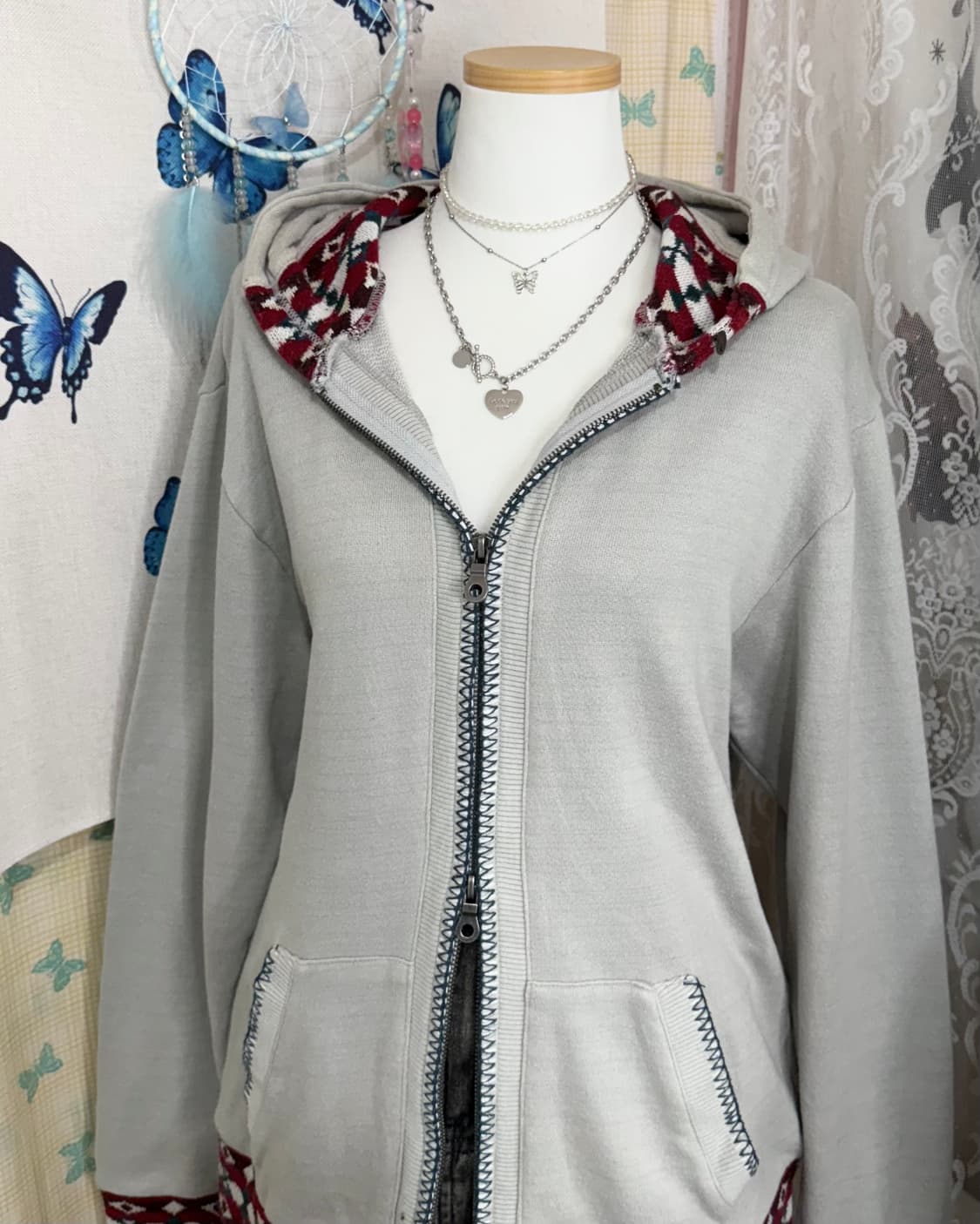 민트 에스닉 투웨이 후드 집업 상품이미지8