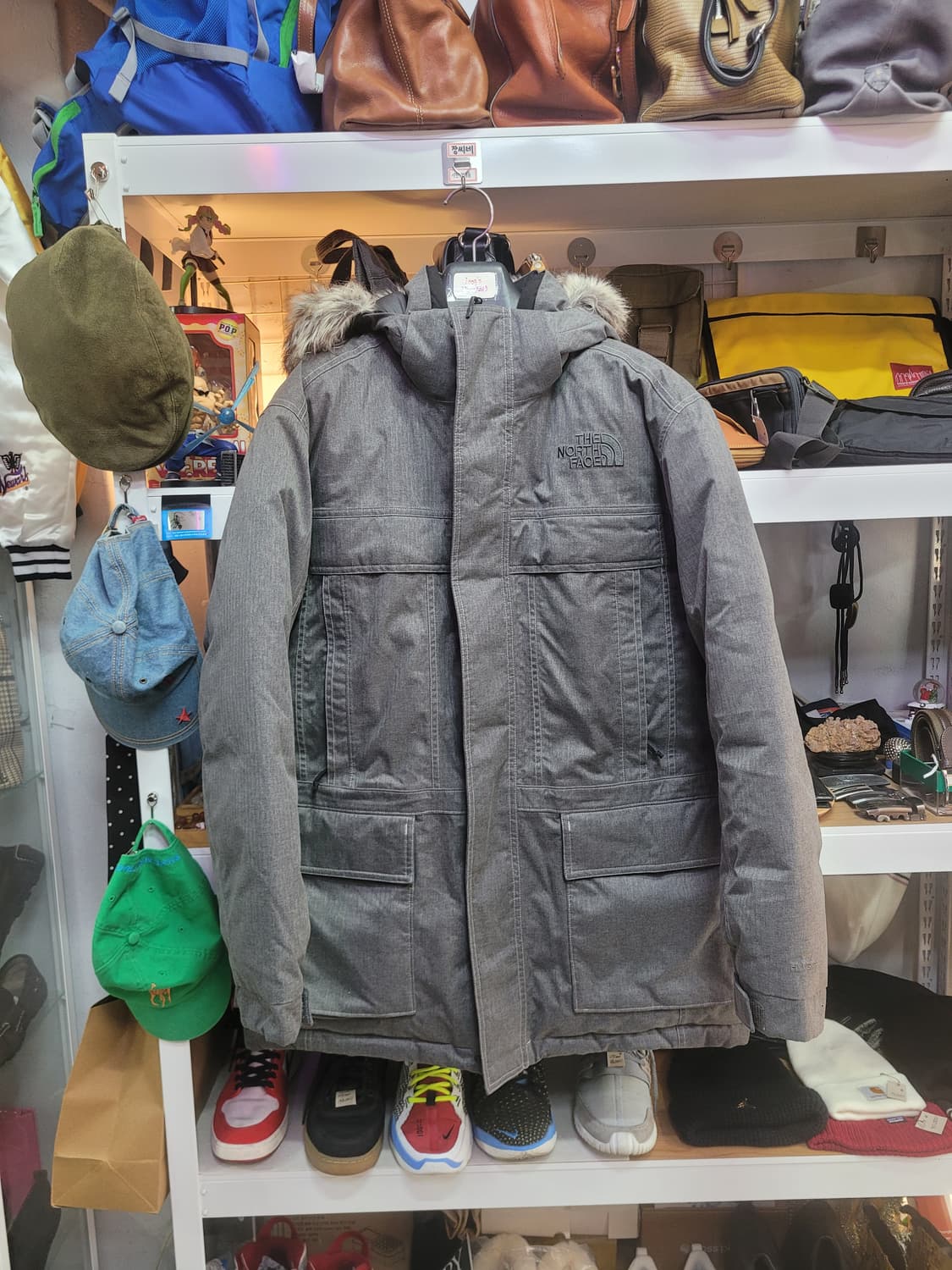 노스페이스 NSJ1DG52 후드 거위털 패딩 그레이 (후드 분리형) 상품이미지1