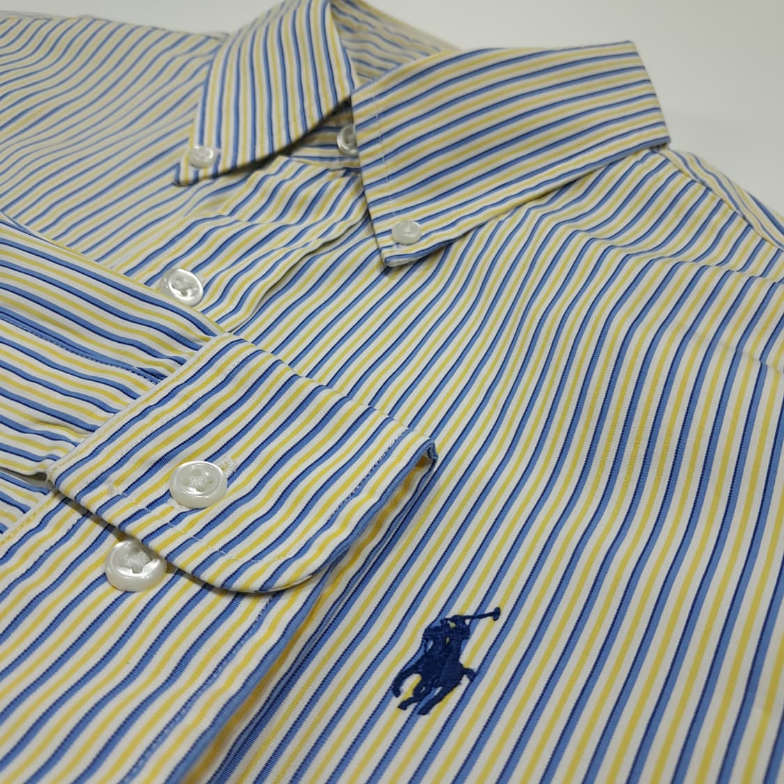 CL499 M 폴로 00s 코튼 멀티스트라이프 옐로우블루 셔츠 남방 상품이미지4