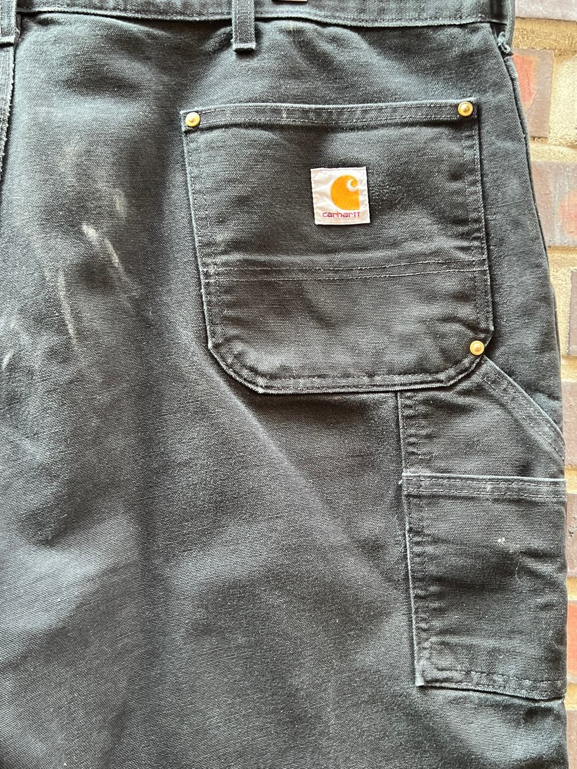 [44] 칼하트 B01 블랙 더블니 USA 블랙 페이딩 워크 팬츠 상품이미지7
