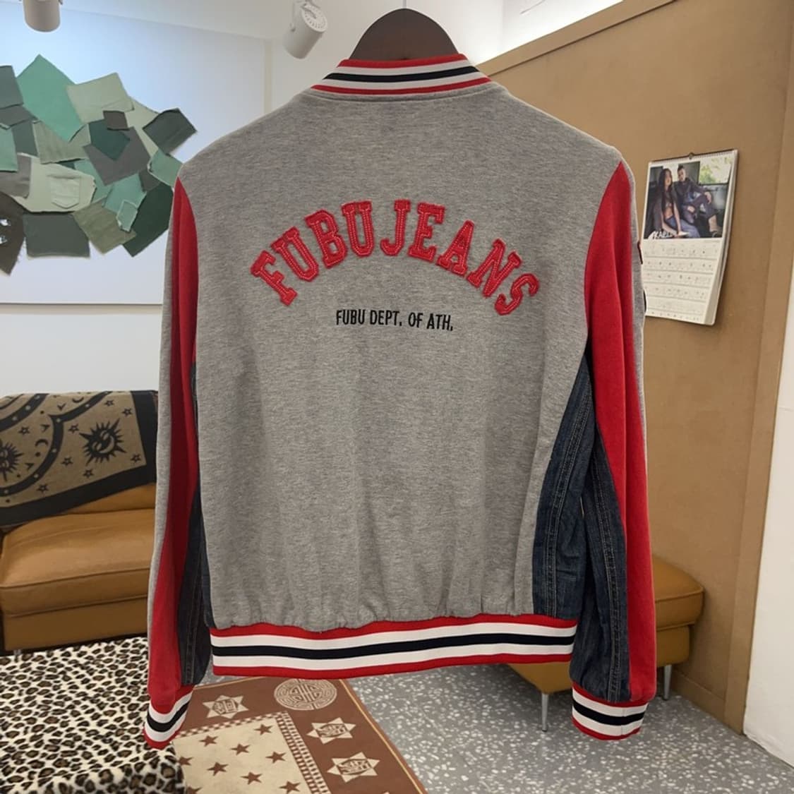 푸부 올드스쿨 Y2K 데님 패치 바이커 스웻 바시티자켓 M C09652 상품이미지4