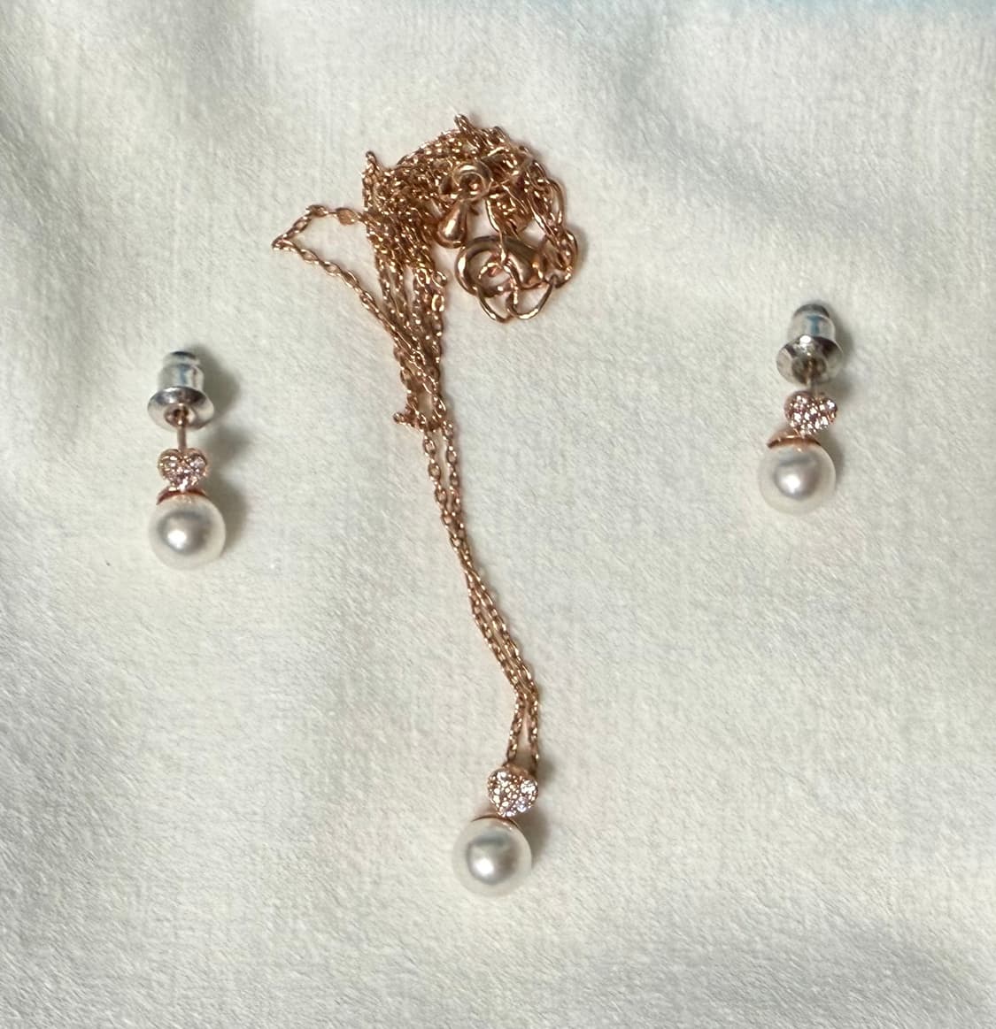 [급처]실버침 진주 귀걸이 목걸이 세트 상품이미지2