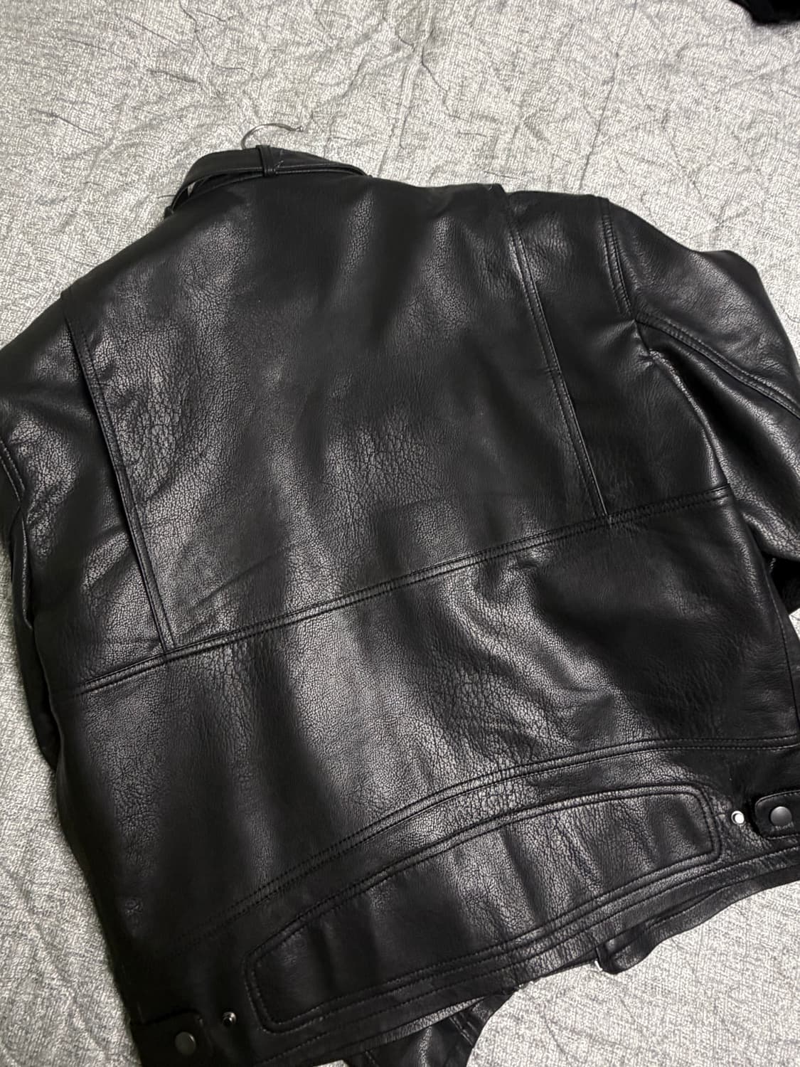 HALEINE 알렌느 벨티드 레더 바이커 자켓 블랙 사이즈 2 상품이미지4