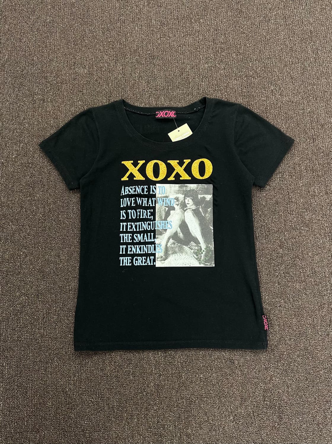 OS)XOXO y2k 레터링 프린팅 블랙 반팔 상품이미지1