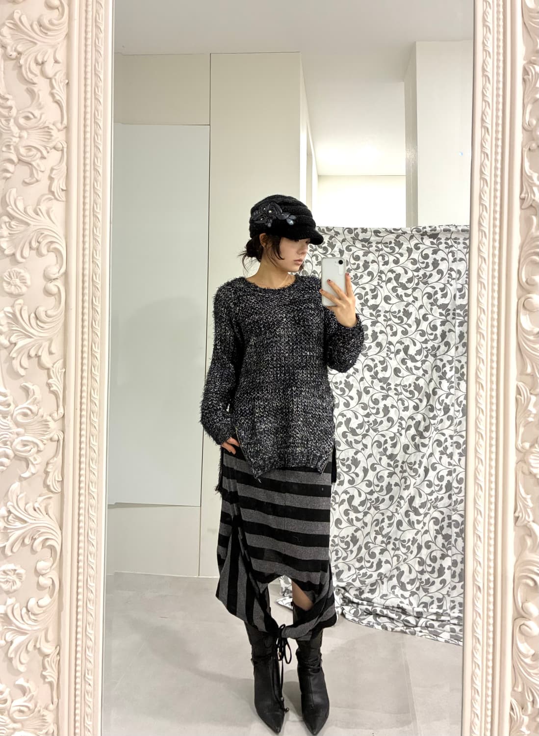 글리터 니트// 스트라이프 반팔 스커트 상품이미지4