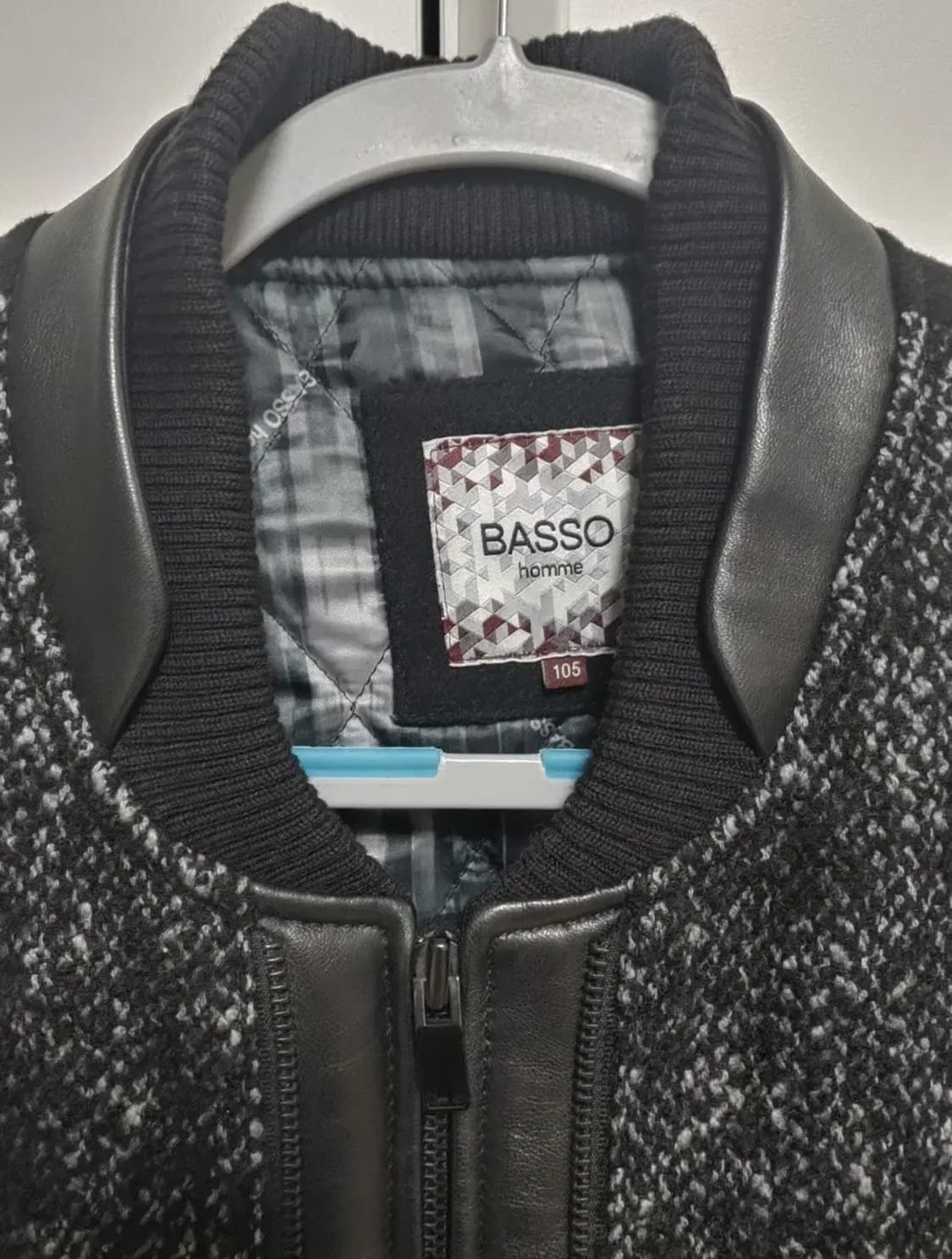 바쏘옴므  양가죽 울 니트 도킹 레더 자켓-105사이즈 상품이미지4