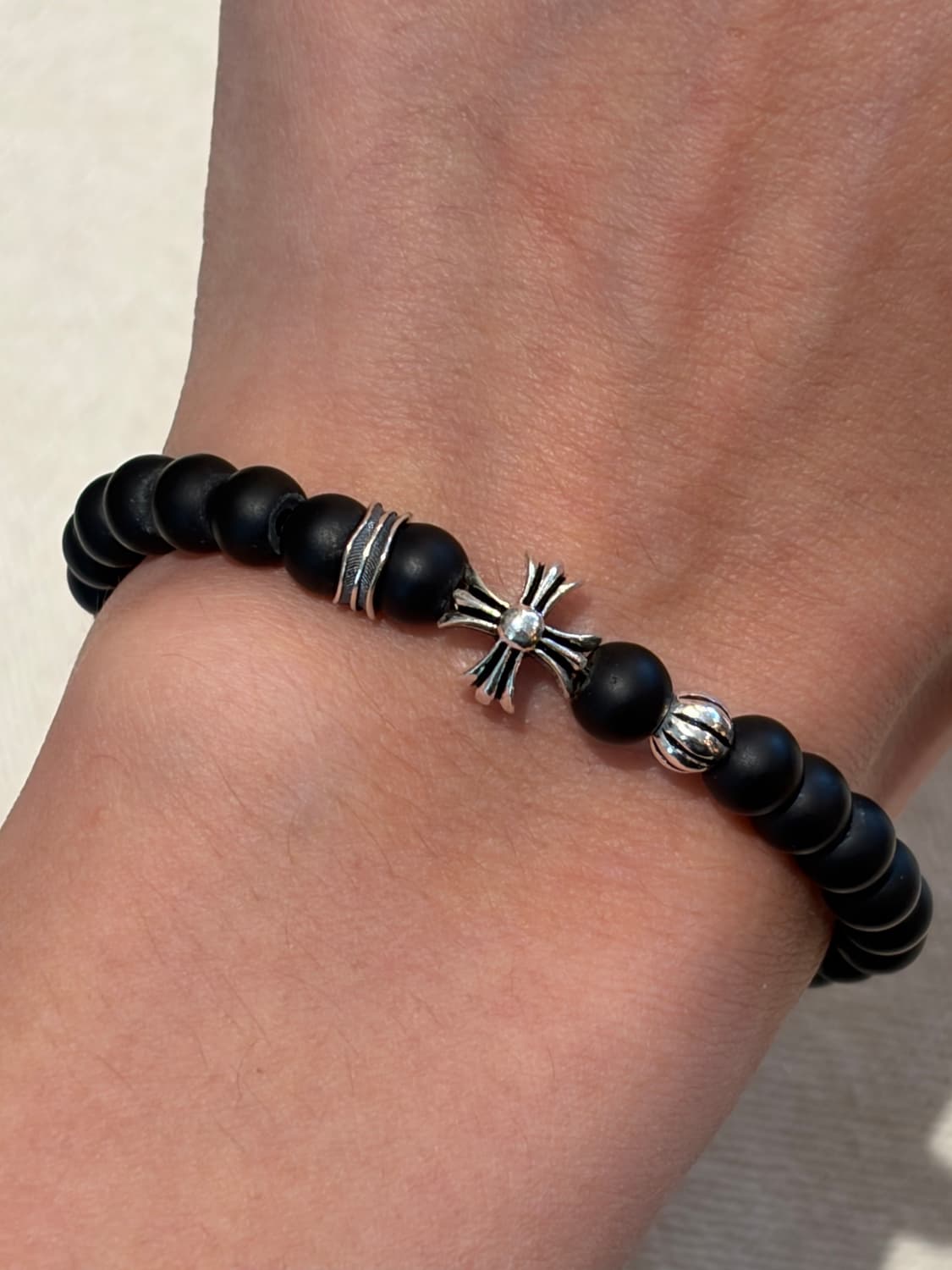 🖤 Silver Cross Onyx Bracelet  상품이미지7