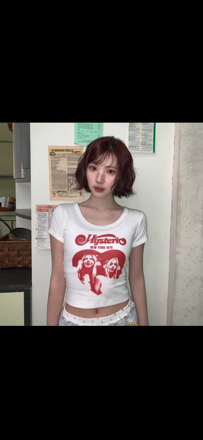 히스테릭글래머 하트 치비 티셔츠 화이트 상품이미지1