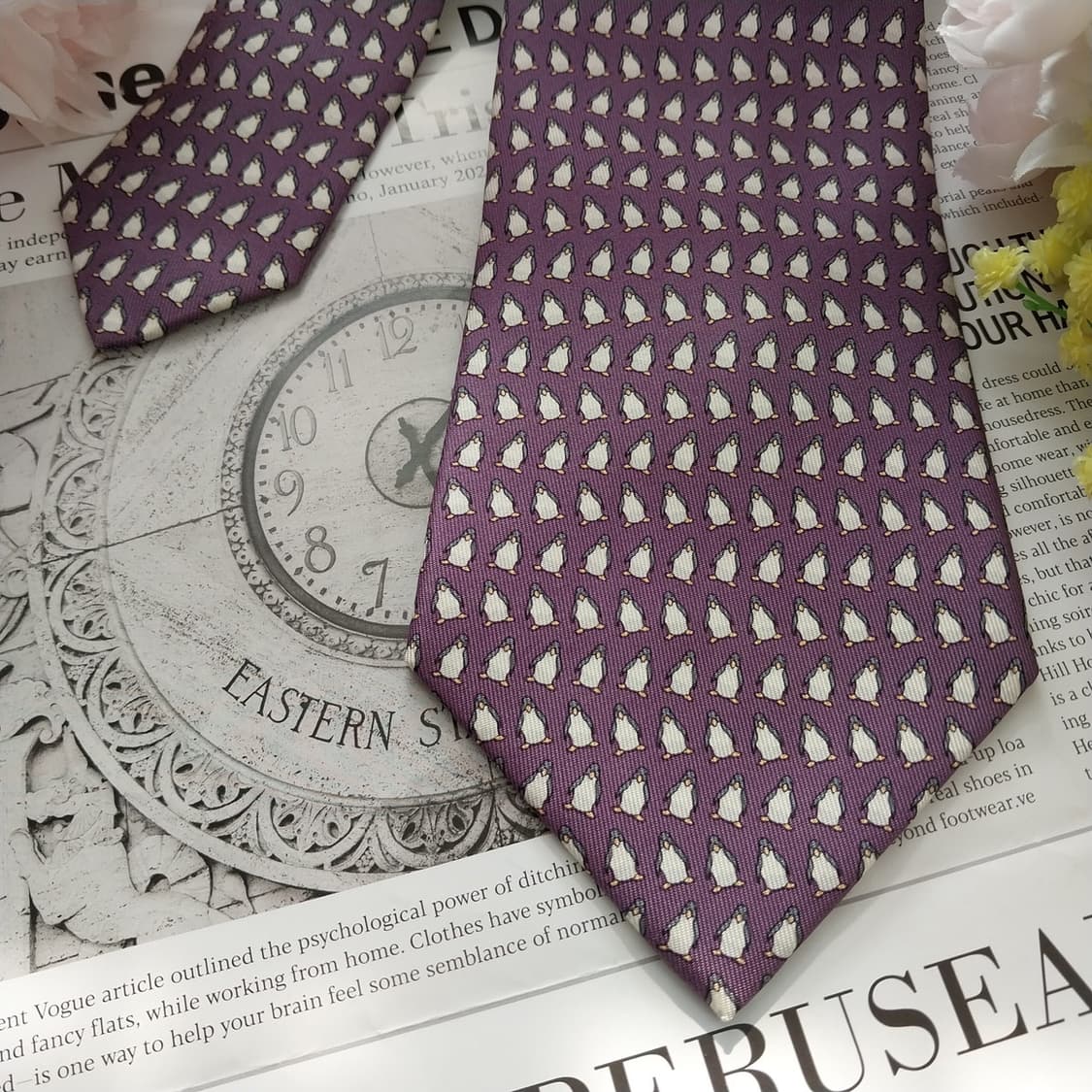 에르메스 실크 펭귄 패턴 퍼플 넥타이 9.4cm A+등급 K1321
 상품이미지3