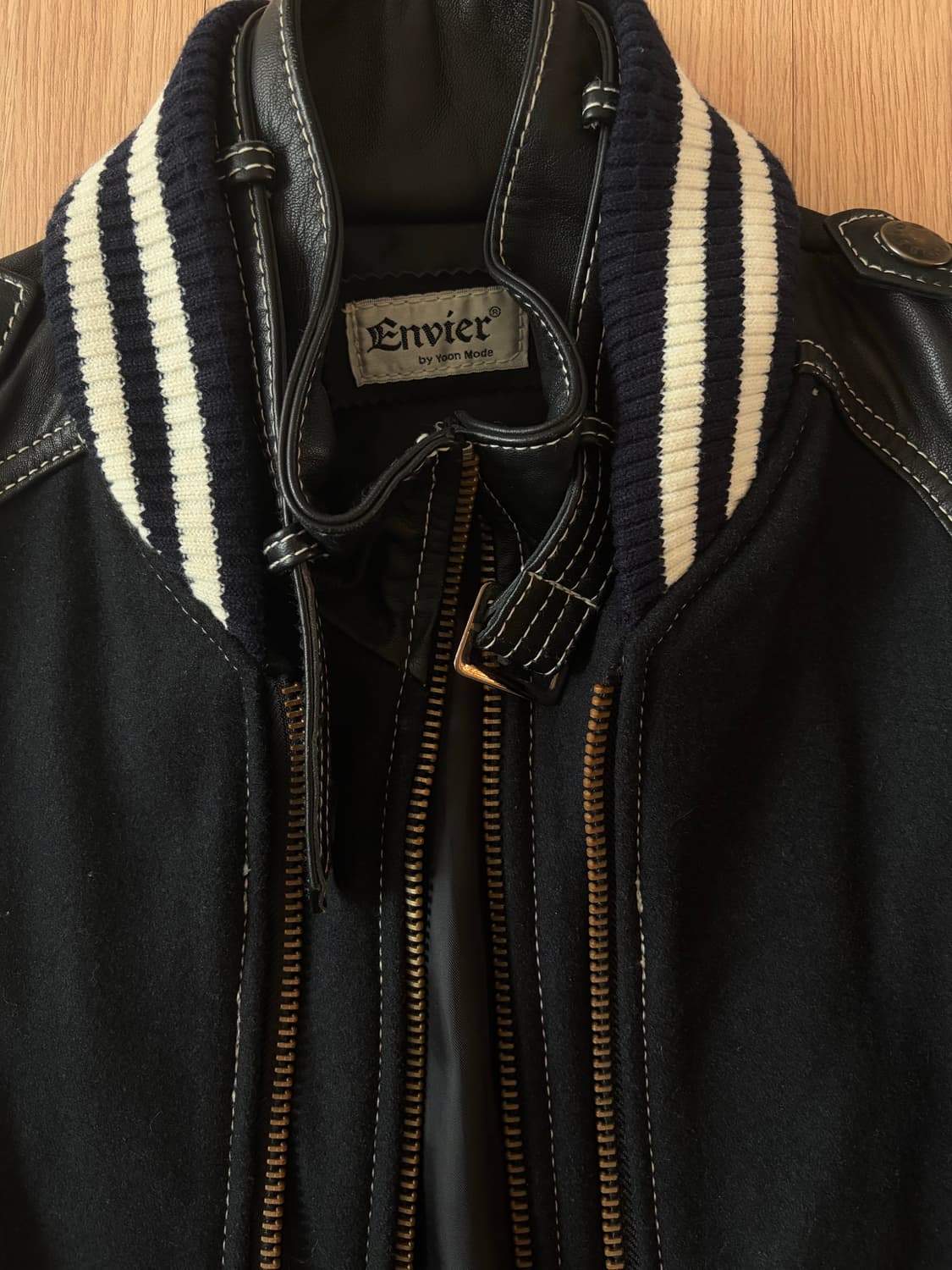 Leather wool Varsity Jacket 상품이미지3