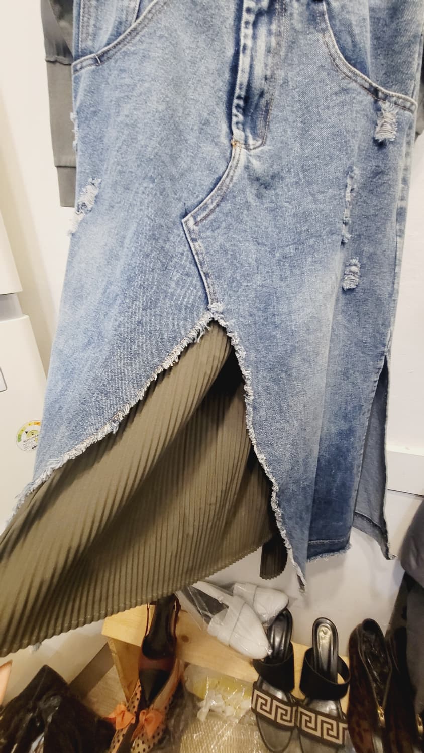 더일마 리본 맨투맨. 유니크데님스커트 상품이미지7