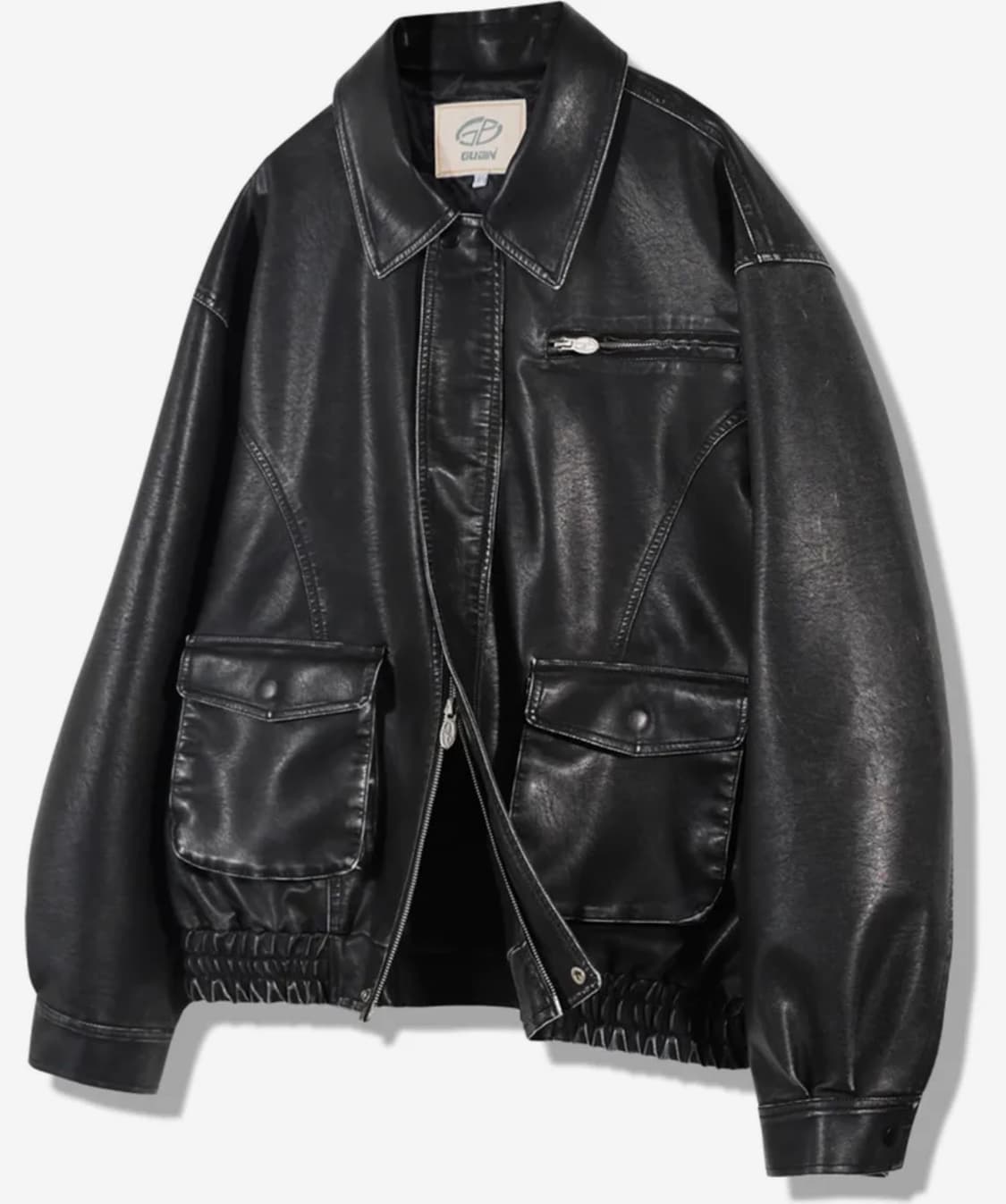 구빈 비건레더 포켓 블루종 블랙 상품이미지3