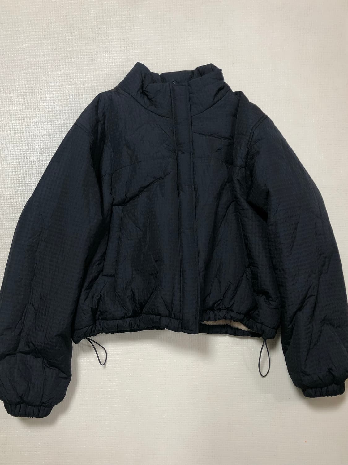 빈티지 블랙 체크 숏 패딩 상품이미지8