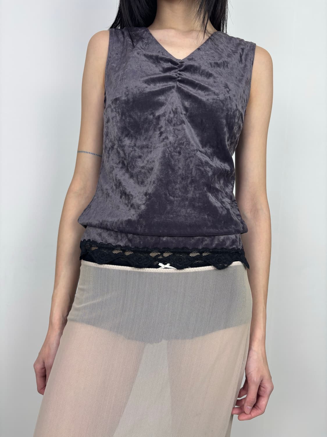 PURPLE VELVET LACE SLEEVELESS 상품이미지3